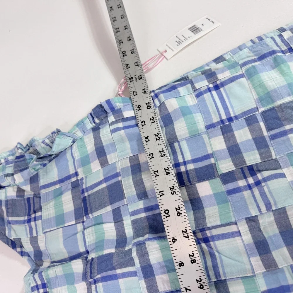Vineyard Vines Dress Girls 14 Blue Patchwork Madras Flutter Sleeve Shift‎ Cotton